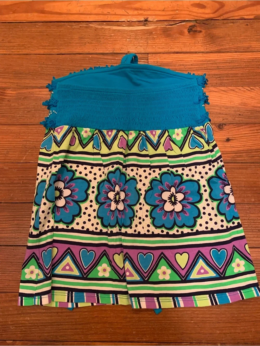 Girls Justice Turquoise Floral Halter Tunic with Purple & Green Accents Size 10
